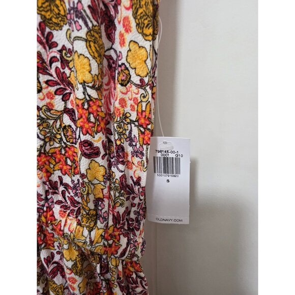 NWT Old Navy Floral Ruffle-Trimmed Boho Dress Elastic Waist Size S - Picture 8 of 12